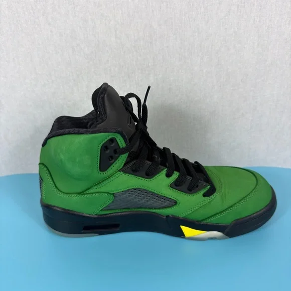 Jordan Men's 5 Oregon Ducks Apple Green Black Yellow. - Picture 6 of 11